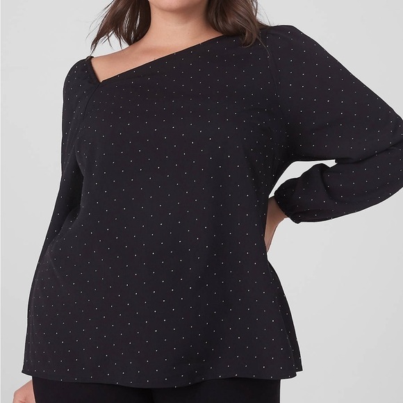 Lane Bryant Classic Long-Sleeve Asymmetrical-Neckline Top - Size 14 - Picture 3 of 7